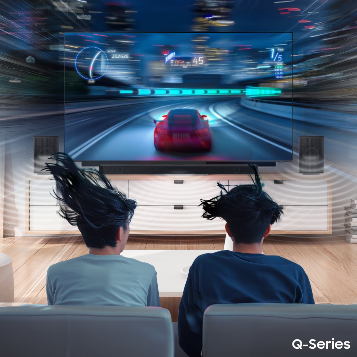 SamsungMaroc's tweet image. Les vrais gamers, prêts à ressentir la puissance du son de votre jeu préféré ? 🤩 

#Samsung #SamsungTv #QSeries