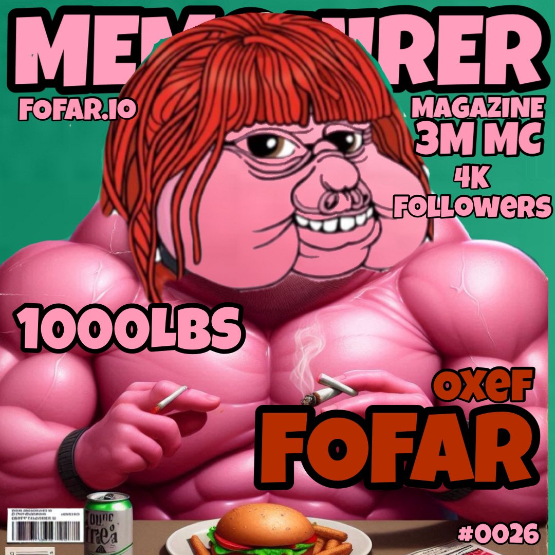 pepeLuciFrog's tweet photo. βπ¨ MEMQUIRER MAGAZINE ISSUE #0026 π¨ Featuring $FOFAR 0xef! πΈπ₯ 3M MC and 4K Twitter followers! 1000lb of fun awaits! Check it out at https://t.co/oF5ZQA1XTQ π #FOFAR #Memquirer #MemeCoin #Pepeverse #MemeToken #MemeCoin #MemeCycle2024 #ETH #Ethereum #PepeLuciFrog
@Fofar_ERC https://t.co/SVeKHKyc77