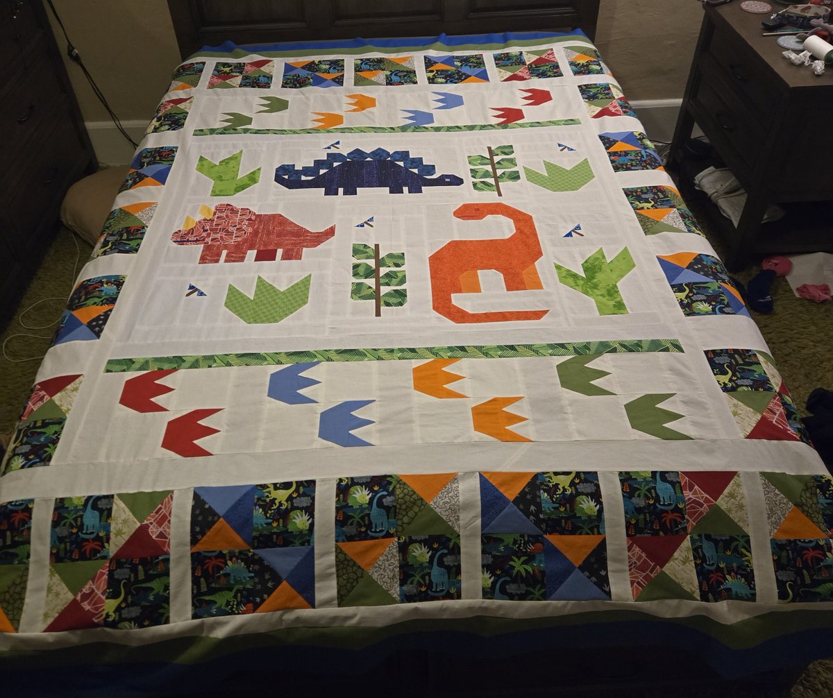 chive5's tweet image. Been working with my sister (a non-sewer) to make quilts for her 4 grandchildren. Quilt tops are done for the 2 larger ones. I really winged these patterns: adapting some previously existing patterns and making up some of my own. Thank God I know math.