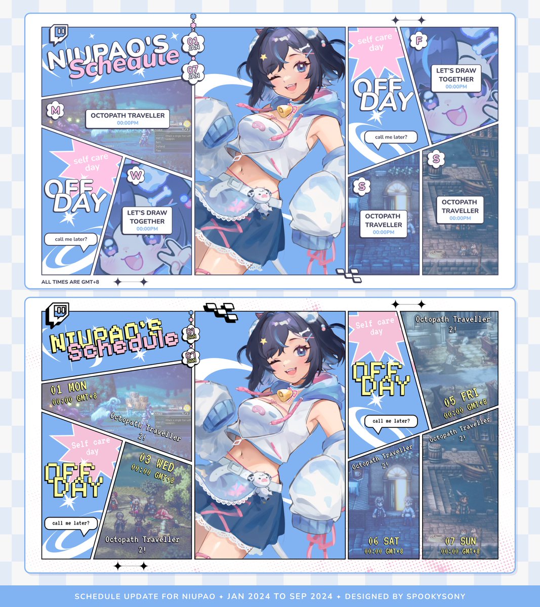 — JAN TO SEP UPDATE
I wanted to update the schedule I made for #niupao back in Jan. I think I made some of progress 🥹! Schedules are my weakness so I'm happy to see some improvement like this~!