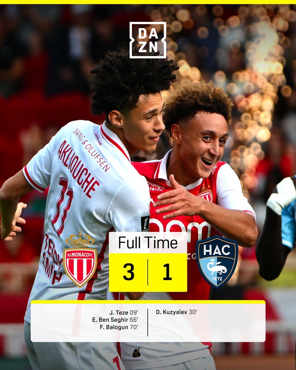 DAZN_FR's tweet image. 🔝 | L’AS Monaco rejoint le PSG en haut du classement ! 🆙👏 #ASMHAC