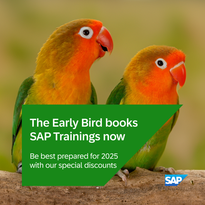 It is worth planning your next SAP training courses early! To support you in this, we are offering exclusive discount campaigns for our volume agreements, training courses and certifications until the end of the year.

Learn more: imsap.co/6013obegS