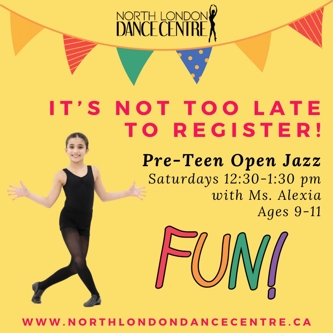 ✨ It's not too late to register! ✨

Does your 9-11 year old love to move? Join our Pre-Teen Open Jazz class with the fabulous Ms. Alexia on Saturdays from 12:30-1:30 pm! 🎶

Jazz dance helps children ⭐ build confidence and self-expression ⭐