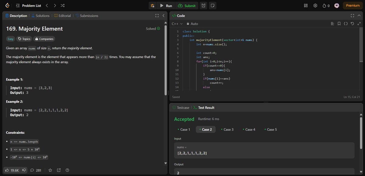 mr_venkey_06's tweet image. ๐ Day 13/50 of #DSAwithCPP: Solved Majority Element (LeetCode #169) with an O(n) solution! ๐ป It's all about efficiency in coding. On to the next! #LeetCode #CodingChallenge #Cpp #50DaysOfCode