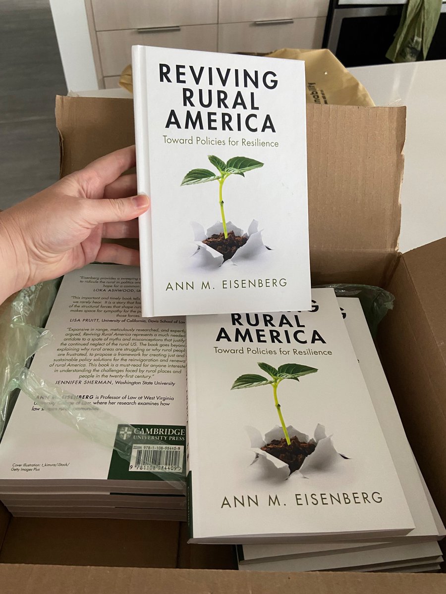 I finally took the obligatory unboxing pic, so here is the official announcement: I’m so happy to share that my book, Reviving Rural America: Toward Policies for Resilience, has been published! It’s available as an ebook, paperback, or hardcover.
