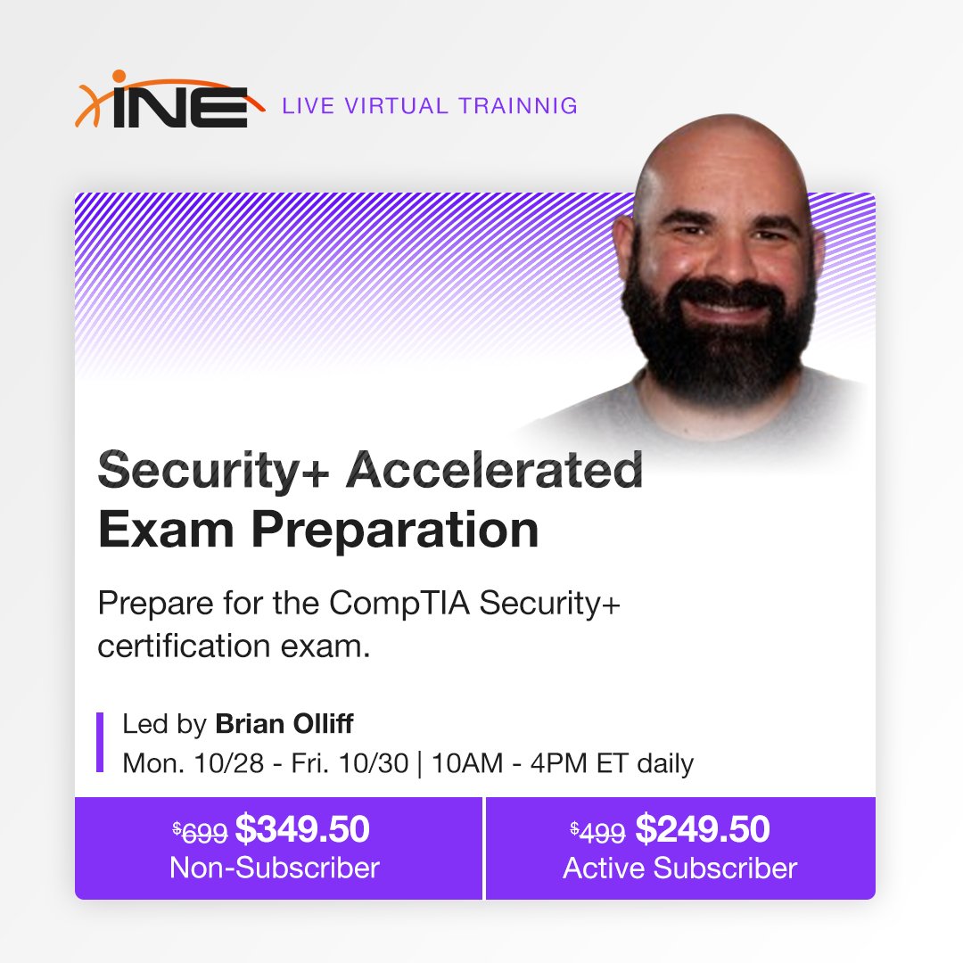 ine's tweet image. Today is your LAST CHANCE to save on an INE #LiveVirtualTraining in October! Sign up today for in-depth, interactive #training with an INE instructor at half the cost. Register before it's too late! bit.ly/4dttZJD

#cybersecurity #certification #ccna #cisco #cissp