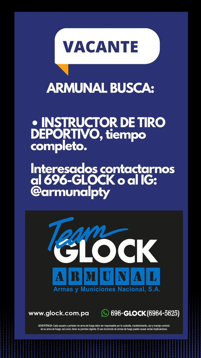 Se requiere INSTRUCTOR DE TIRO DEPORTIVO.  Tiempo completo.  Interesados WhatsApp 6964.5625 / Instagram <a href="/armunalpty/">armunalpty</a>