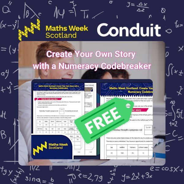 ConduitScotEdu's tweet photo. Made with @mathsweekscot, this FREE resource is a wonderful way to engage learners in their learning as individuals. Learners must create a numerical question that their peer must solve to discover the words used in the story. (1/2) https://t.co/YuAozpJc4h https://t.co/iUwgqwxEQW