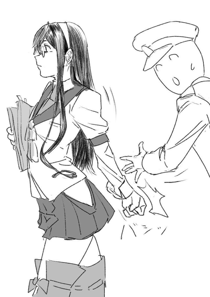 お尻を触る手をパリィする大淀 