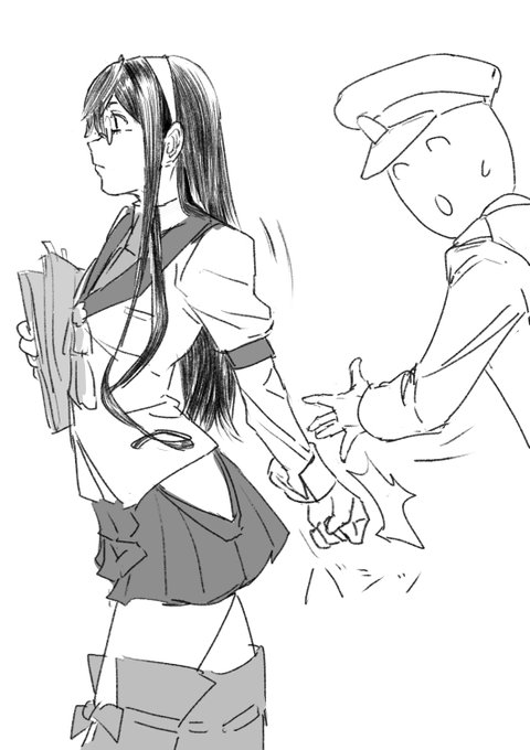 お尻を触る手をパリィする大淀 