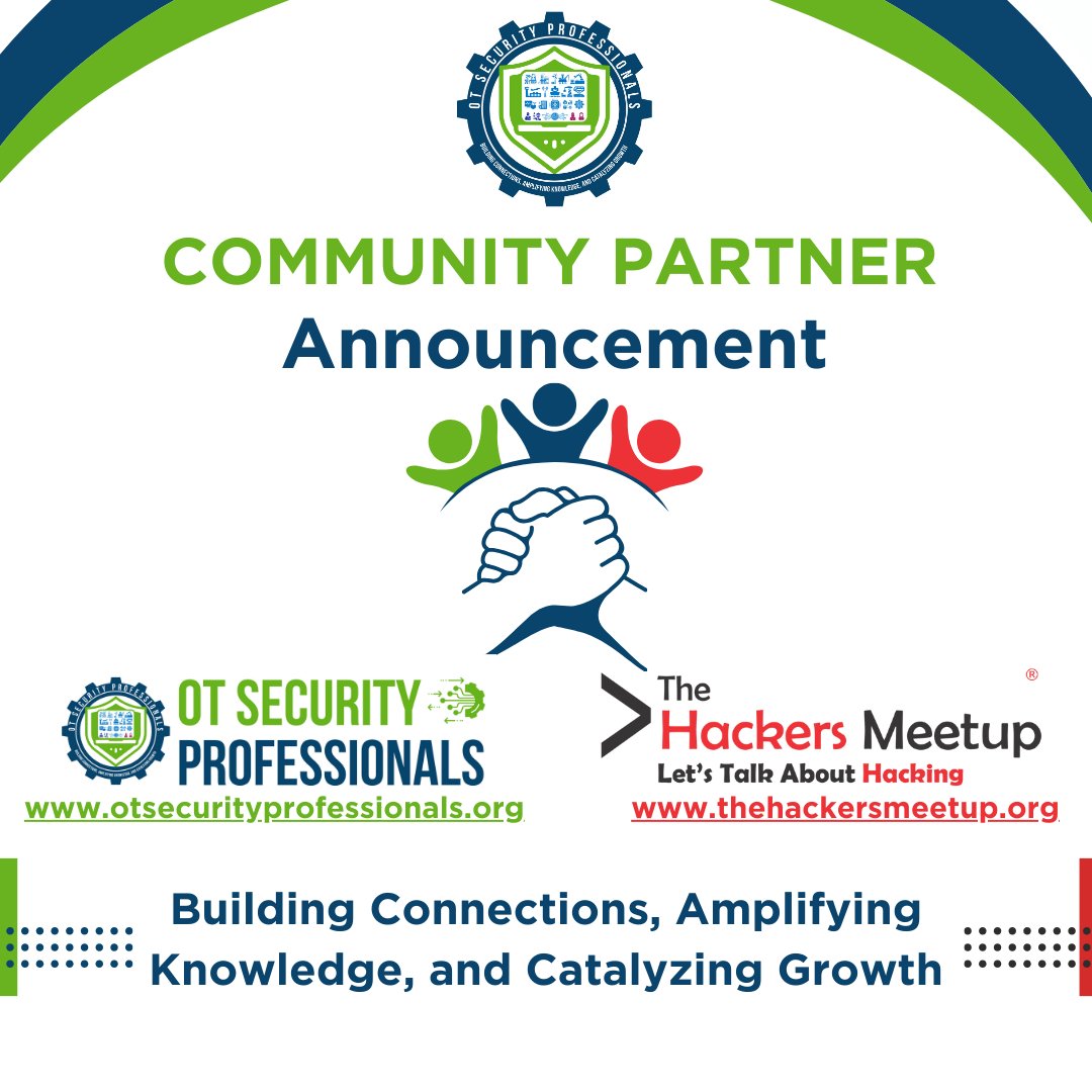🌟 Exciting Partnership Announcement ! 

Thrilled to announce our partnership with <a href="/Hackers_Meetup/">The Hacker's Meetup</a>! 🤝 

Together, we'll elevate OT cybersecurity awareness and bridge the practical knowledge gap.

Read more:
lnkd.in/dseAxM4i
#OTSecurityPro #HackersMeetup #OTSecurity