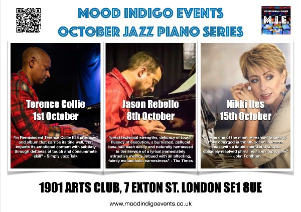 So looking forward to this unique jazz piano series at the splendid <a href="/1901ArtsClub/">1901 Arts Club</a> featuring @tecjazz <a href="/Jasrebello/">Jason Rebello</a> &amp; <a href="/nikkiiles2/">nikki iles</a> starting on 1st October! Don’t miss out! Tickets through @MoodIndigoEvent <a href="/LondonWaterloo/">London Waterloo</a> <a href="/WeAreWaterlooUK/">WeAreWaterloo</a> <a href="/SteinwayAndSons/">Steinway & Sons</a> <a href="/southbanklondon/">South Bank London</a>