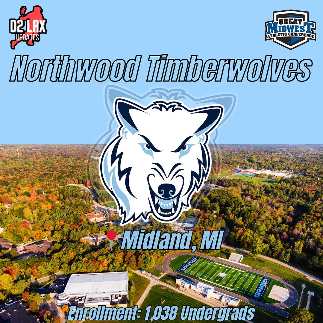 Introducing Northwood University starting play in the upcoming 2025 season. Northwood was established in 1959 and is located in Midland, MI. They will be competing as the 10th Great Midwest Athletic Conference (GMAC) men’s lacrosse team.  #d2 #d2lacrosse #lacrosse