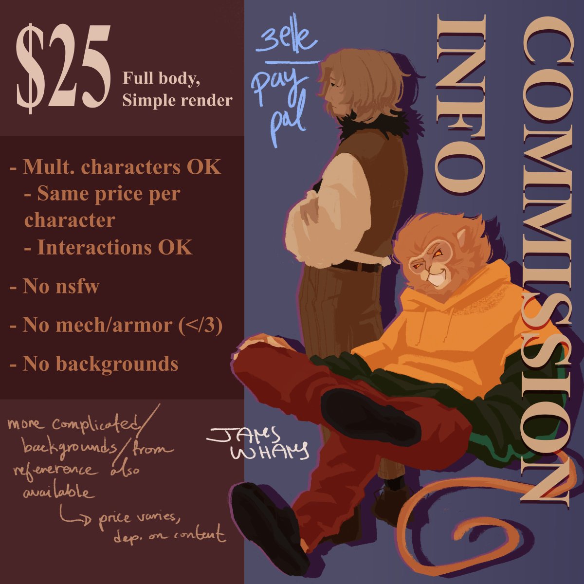 jamswhams's tweet image. my comms always open but i finally made a sheet im good with :> dm or comment if I don't see it!