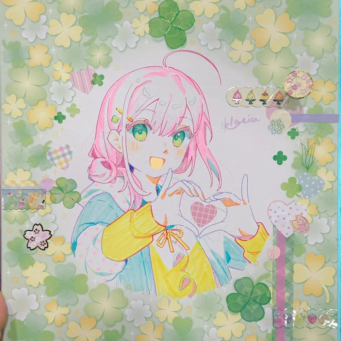 friend brought a big clover shikishi board and paid me to draw myself  dream come true, thank you 