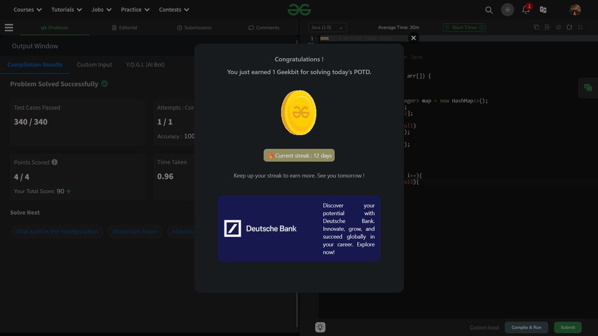 AdityaHarsh19's tweet photo. Day 12 of my 21 Days POTD Challenge Powered By Deutsche Bank
Username: aditya_harsh
#geekstreak2024 #DeutscheBank 
@geeksforgeeks @DeutscheBank https://t.co/Z7og0eWAak