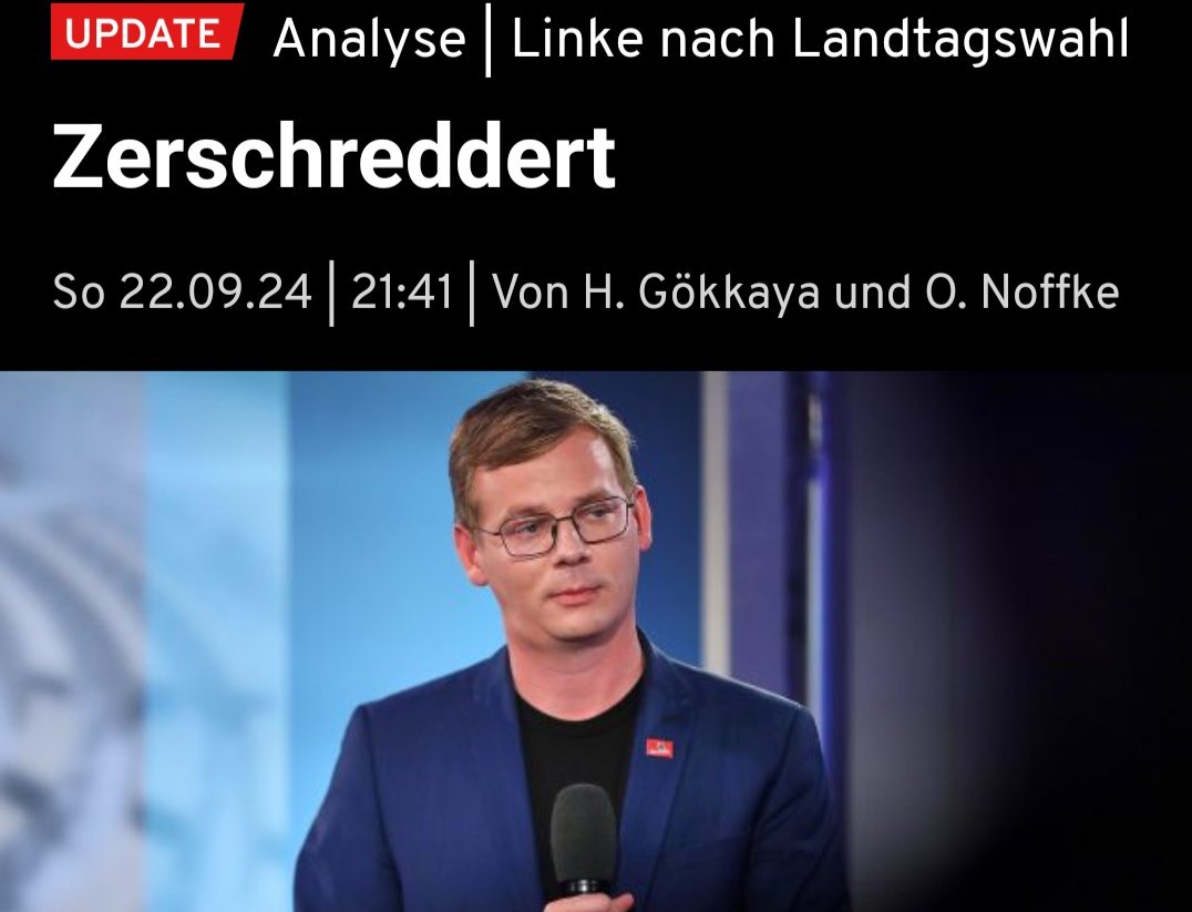 Hasan_Goekkaya's tweet photo. Erstmals wird es einen ostdeutschen Landtag ohne Die #Linke geben. Spitzenkandidat Sebastian Walter sagt, die Partei sei in #Brandenburg zerschreddert worden. Eine Einschätzung so brutal wie korrekt, wie die Wählerwanderung zeigt.
https://t.co/2c0FGwOL9K https://t.co/0qZE9g2HaJ