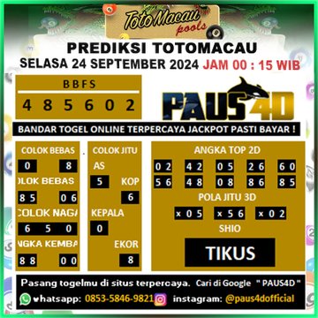 prediksi totomacau malam ini