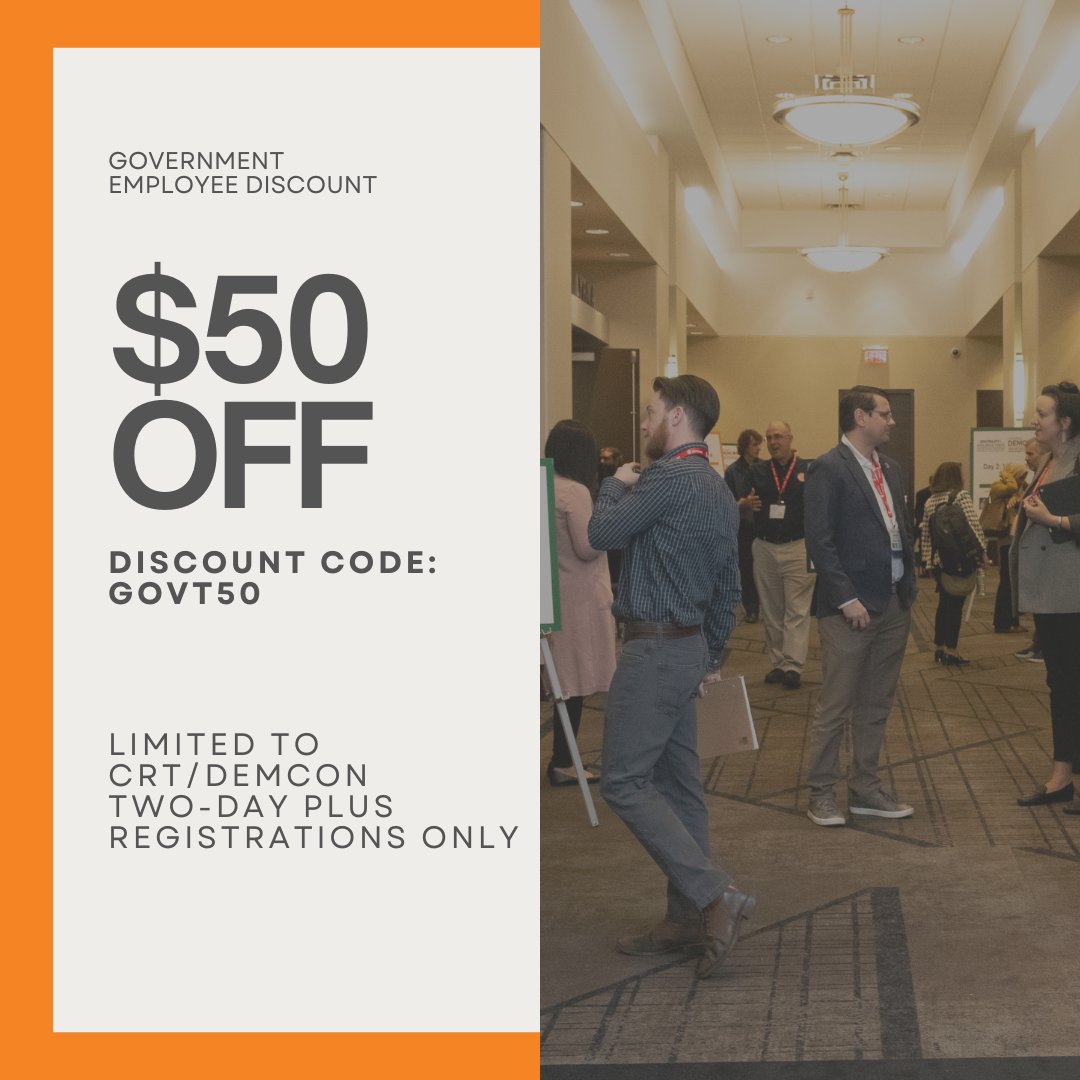 OntarioDEMCON's tweet image. Special discount for those employed at a municipal, provincial or federal department!

#demcon #disastermanagement #emergencymanagement #conference #disasterrecovery #disasterresponse #CommunityResilience #climatechange #responsestrategies #professionaldevelopment