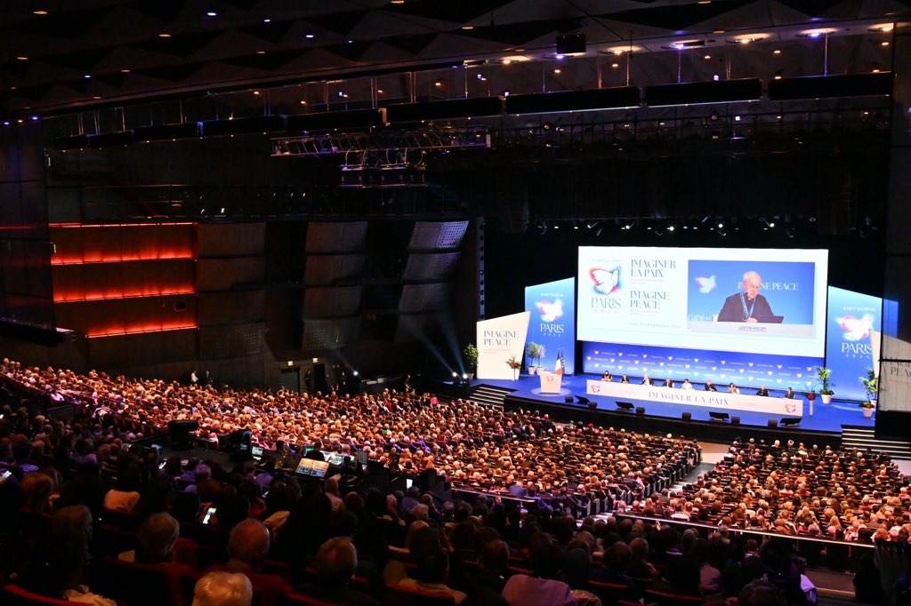 ArchbishopSarah's tweet photo. In a world of conflict, we must imagine peace – and that begins by partnering with God in prayer. 

It was a great privilege to address the #SantEgidio International Meeting for Peace in Paris today. 

You can read my address here: https://t.co/wker09gmcy 

#PeaceIsPossible https://t.co/9MBNzjGmb7