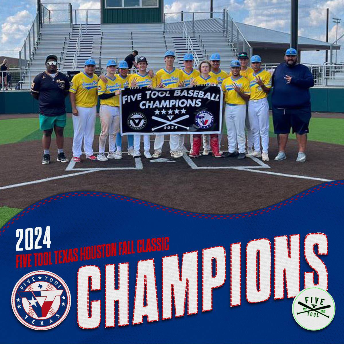 ✭Five Tool Texas✭ (@fivetooltexas) on Twitter photo 🏆CHAMPIONS🏆
Congrats to <a href="/HoustonJackets/">Houston Jackets Baseball Academy</a> on winning 17/18U National Division of the <a href="/FiveTool/">Five Tool Baseball</a> Texas Houston Fall Classic!
#WatchEm 🏆CHAMPIONS🏆
Congrats to <a href="/HoustonJackets/">Houston Jackets Baseball Academy</a> on winning 17/18U National Division of the <a href="/FiveTool/">Five Tool Baseball</a> Texas Houston Fall Classic!
#WatchEm