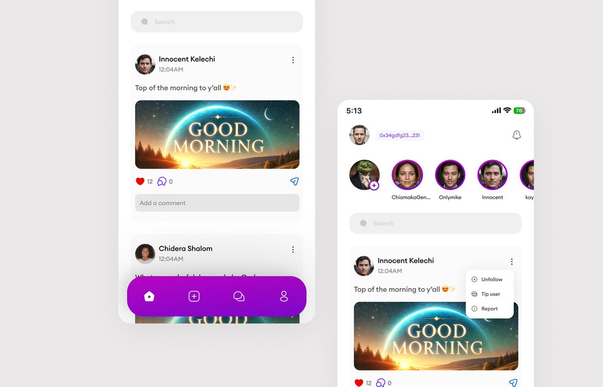 BuchiUx's tweet image. Designed a web3 social media UI concept where users can be tipped and earn through engagement.

PS: I’m available to take on design gigs 🙂

#web3solutions #UIUXDesign #UIdesign
