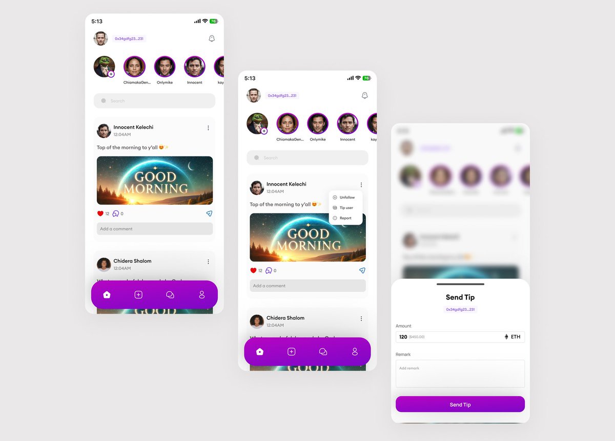 BuchiUx's tweet image. Designed a web3 social media UI concept where users can be tipped and earn through engagement.

PS: I’m available to take on design gigs 🙂

#web3solutions #UIUXDesign #UIdesign