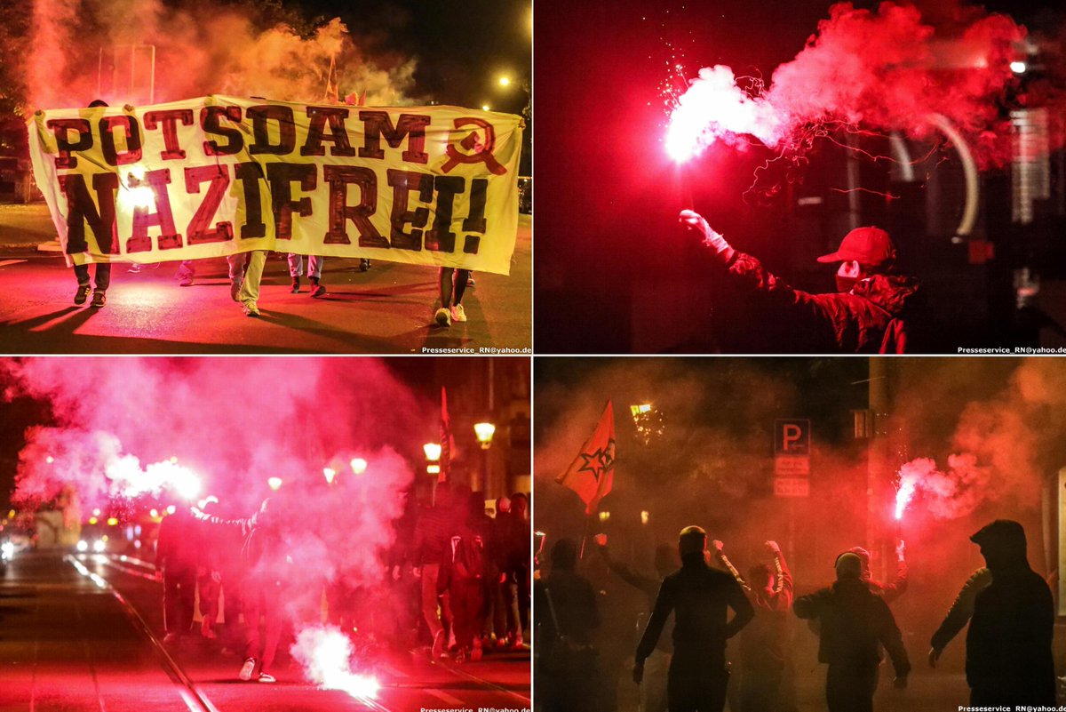 (1/x) In #Potsdam fand am späteren Abend eine antifaschistische Spontandemonstration statt.
Anlass war das hohe Wahlergebnis der AfD bei den #ltw2024 in #Brandenburg. 
#Pdm2209 #P2209 #B2209 
Fotos: flickr.com/photos/presses…