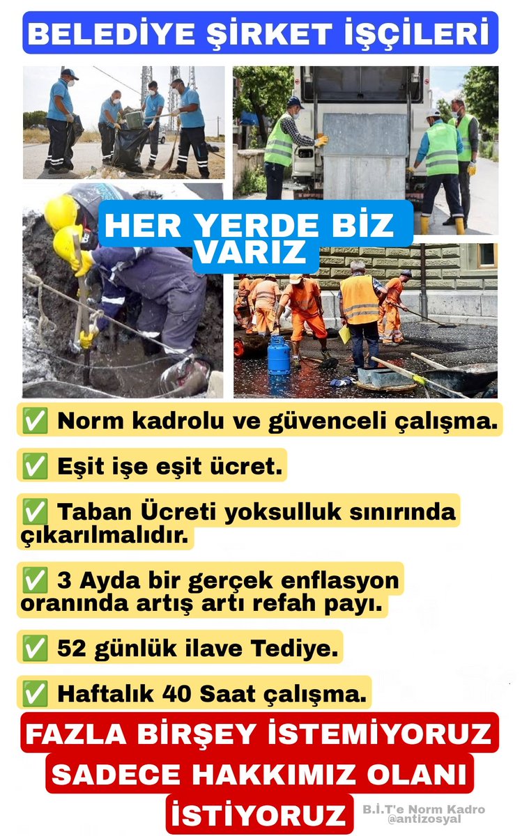 <a href="/mkulunk/">Metin KÜLÜNK</a> Yerel seçim sonrası binlerce Belediye Şirket İşçileri işten çıkarıldı 

Kamu hizmeti yürüten Belediye işçilerinin #işgüvencesi ve #kadro hakları verilmeden bu zulüm devam eder.