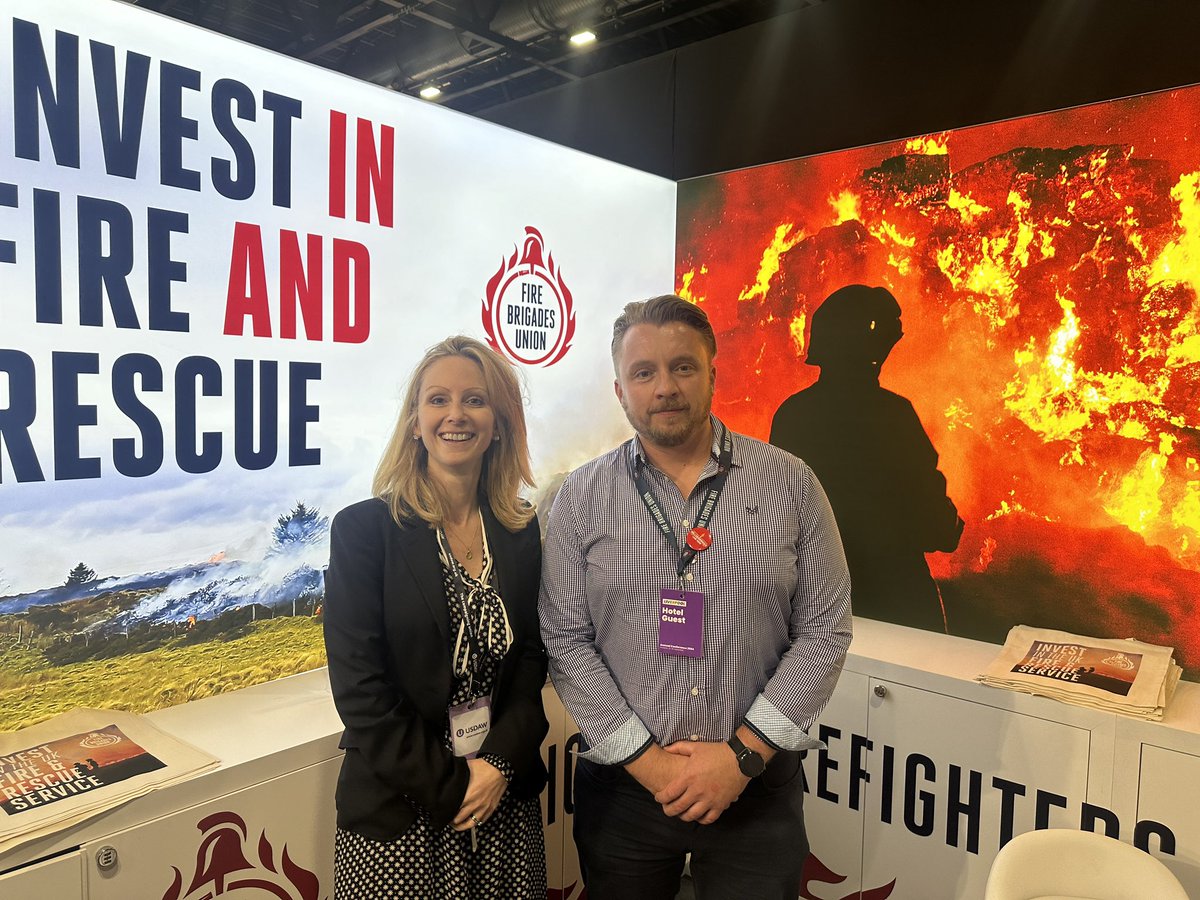 Adam Taylor (@adamt9372) on Twitter photo At <a href="/UKLabour/">The Labour Party</a> party conference & speaking with <a href="/LucyRigby/">Lucy Rigby KC MP</a> about fire service issues. Always great to catch up.
Also spoke about the <a href="/fbunational/">Fire Brigades Union</a> fight for maternity provisions that are suitable.
<a href="/NorthantsFBU/">FBU Northamptonshire</a> are calling on <a href="/northantsfire/">Northamptonshire Fire & Rescue</a> to increase maternity pay to 52 weeks. At <a href="/UKLabour/">The Labour Party</a> party conference & speaking with <a href="/LucyRigby/">Lucy Rigby KC MP</a> about fire service issues. Always great to catch up.
Also spoke about the <a href="/fbunational/">Fire Brigades Union</a> fight for maternity provisions that are suitable.
<a href="/NorthantsFBU/">FBU Northamptonshire</a> are calling on <a href="/northantsfire/">Northamptonshire Fire & Rescue</a> to increase maternity pay to 52 weeks.