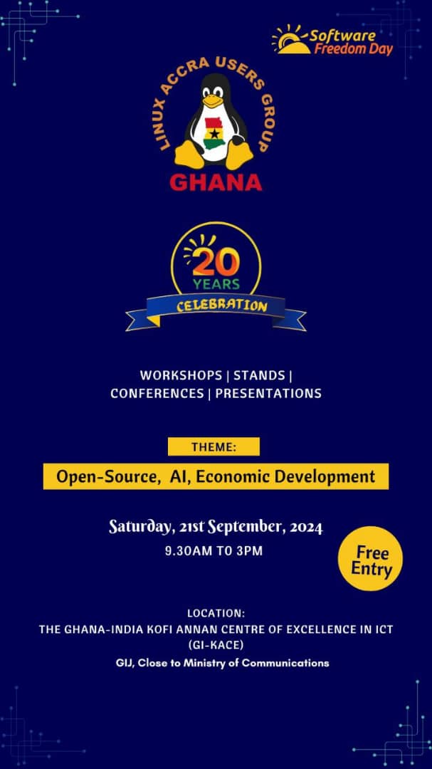 leticia_makafui's tweet photo. 💻👩💻💻
SFD 2024!
“Open-source, AI, economic development”
Engaging in Software Freedom Day and the Linux Accra User Group has reshaped my outlook on technology as a youthmapper.
#youthmapper
#letgirlsmap
#opensource
#SoftwareFreedomDay
@youthmappers @UGYMLegon @LaugGhana https://t.co/t6aLvV0vRS