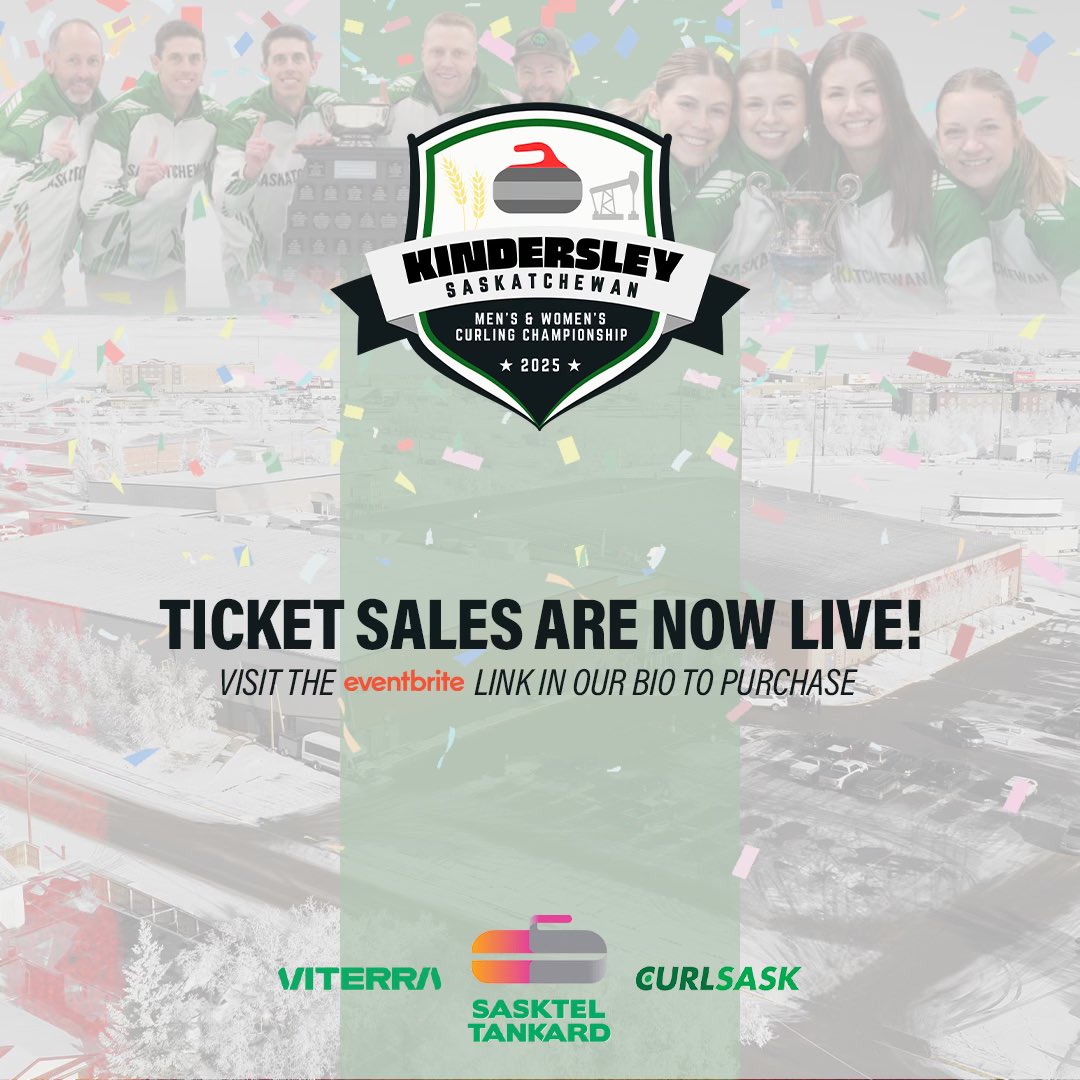 Today is the day! Ticket sales for the 2025 SaskTel Men’s Tankard and Viterra Women’s Curling Championships are now live! 🎉

Purchase tickets at the link below. We are beyond excited and cannot wait to see this event come to fruition in January 2025.

eventbrite.com/e/saskatchewan…