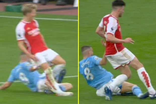 The same guy who didn’t want to ruin the game after this happened gives a red card for less.  Pathetic.

When it comes to <a href="/Arsenal/">Arsenal</a> the rules are different.