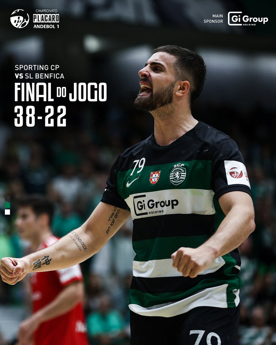 #AndebolSCP | ⏹️ O dérbi foi 𝐕𝐄𝐑𝐃𝐄 𝐄 𝐁𝐑𝐀𝐍𝐂𝐎🟢⚪️

Os Leões receberam e venceram o SL Benfica por 38-22, na 4.ª jornada do Campeonato Nacional 🤩
#SCPSLB // 🟢 38-22 🔴