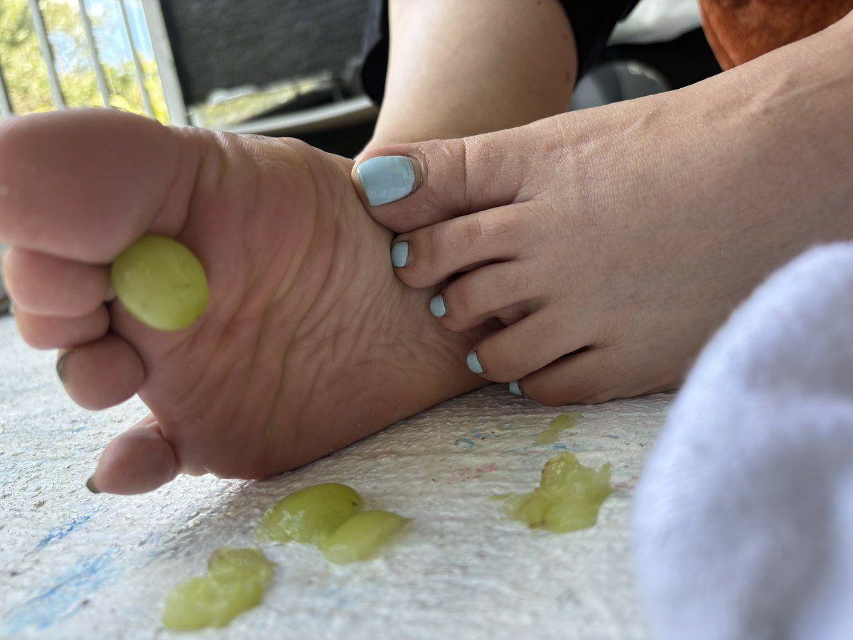 Someone wanted a grape stepped on by my moms sweaty foot and she did not dissappoint