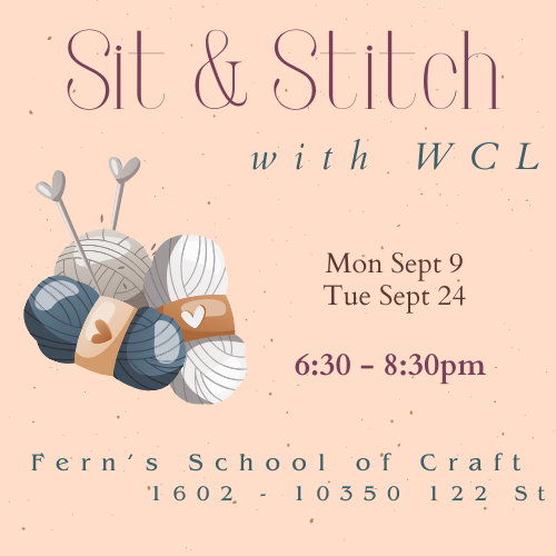 WCLYEG's tweet photo. Sit and Stitch returns at Fern's School of Crafts, Tuesday Sept 24 at 6:30PM! https://t.co/JR3xkROUwl