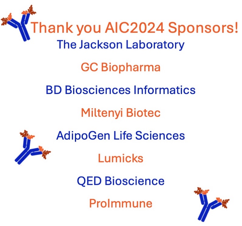 Autumn Immunology Conference (@autumnimmuno) on Twitter photo Thank you to the newest sponsors of #AIC2024 for helping us put on a fantastic meeting! <a href="/jacksonlab/">The Jackson Laboratory</a> <a href="/FlowJoNow/">FlowJo</a> <a href="/miltenyibiotec/">Miltenyi Biotec</a> <a href="/AdipogenLifeSci/">AdipogenLifeSciences</a> <a href="/LUMICKS_US/">LUMICKS_USA</a> <a href="/proimmune/">ProImmune</a> Thank you to the newest sponsors of #AIC2024 for helping us put on a fantastic meeting! <a href="/jacksonlab/">The Jackson Laboratory</a> <a href="/FlowJoNow/">FlowJo</a> <a href="/miltenyibiotec/">Miltenyi Biotec</a> <a href="/AdipogenLifeSci/">AdipogenLifeSciences</a> <a href="/LUMICKS_US/">LUMICKS_USA</a> <a href="/proimmune/">ProImmune</a>