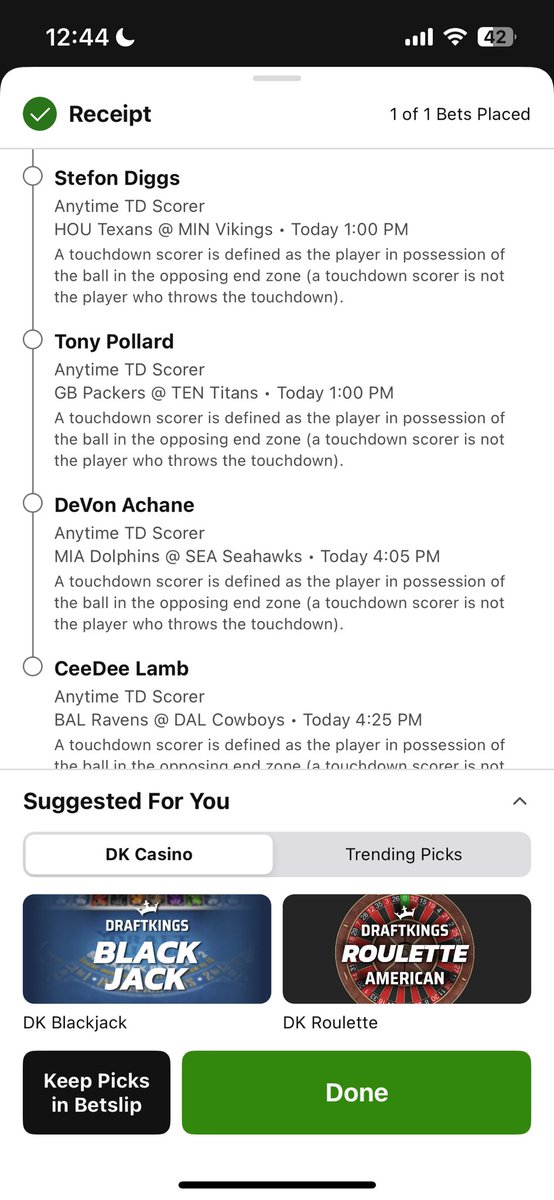 SEPLBets's tweet photo. 8 leg TD Boost Parlay #NFL  #GamblingTwitter https://t.co/gDilw5dU1e