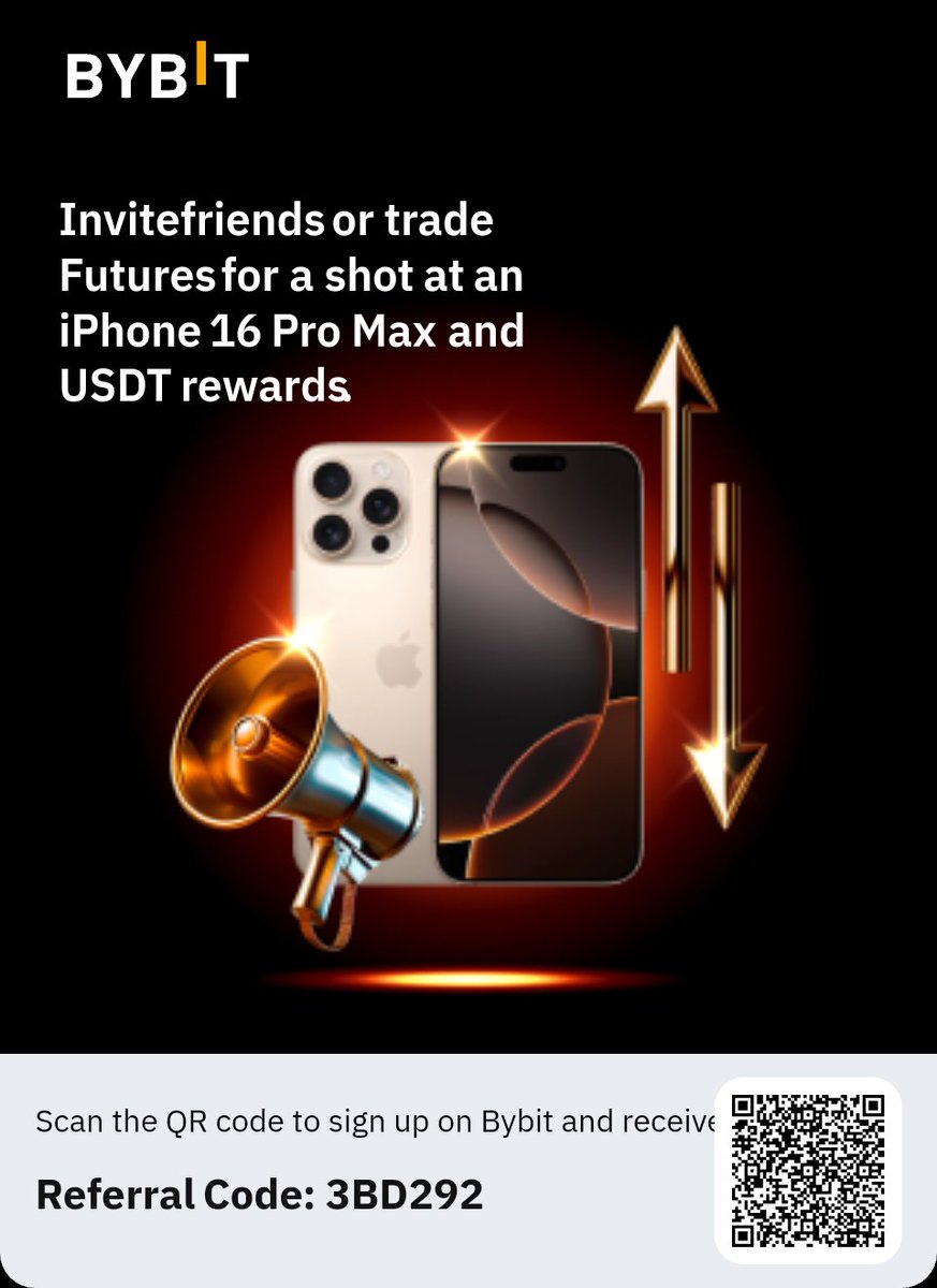 Invite friends or trade Futures for a shot at an iPhone 16 Pro Max and USDT rewards. bybitx.global/referral/?camp…
