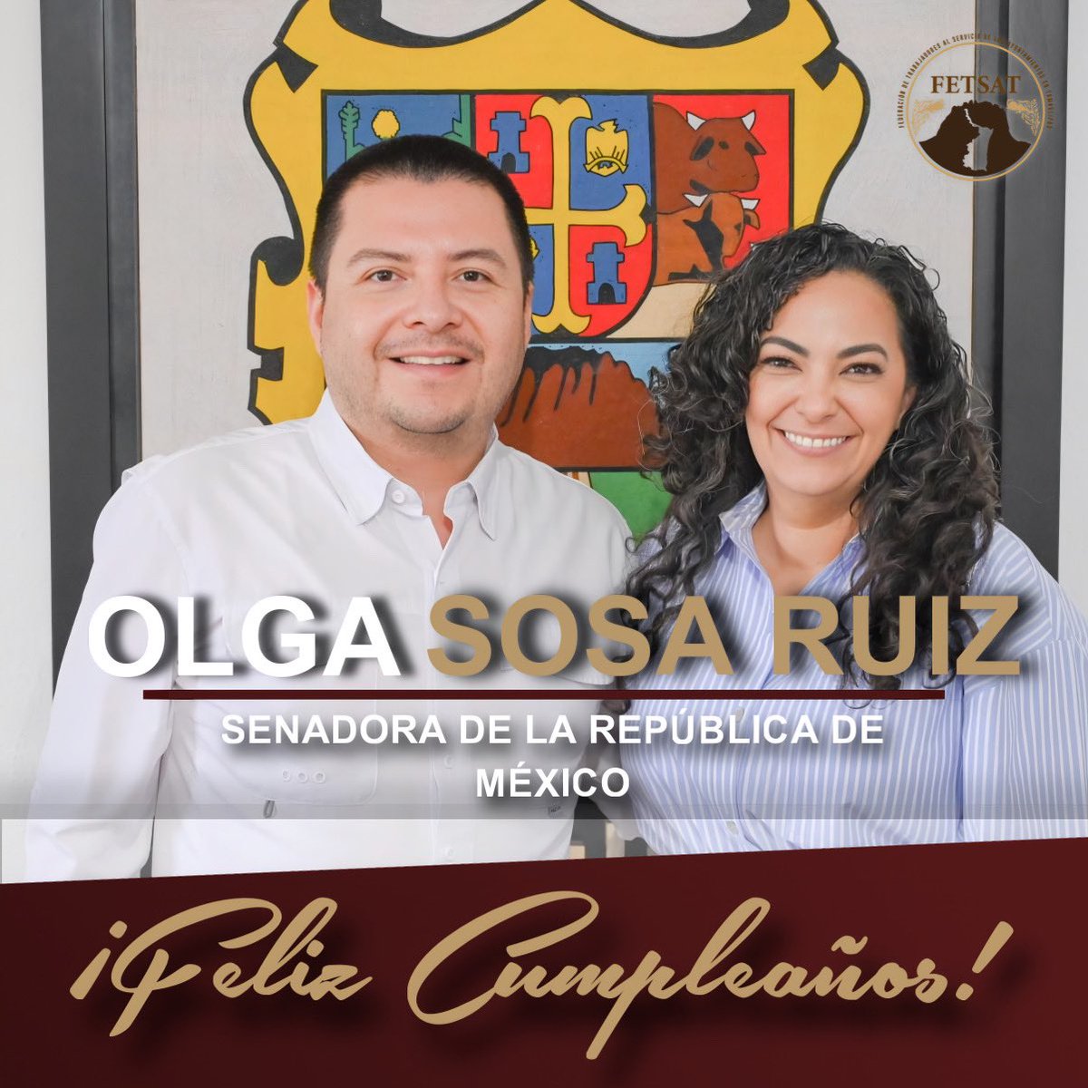 fetsatoficial's tweet photo. ¡Mucha felicidades! a nuestra Senadora de la República por Tamaulipas @olgapsosa, deseamos un cumpleaños lleno de momentos inolvidables y mucha felicidad. https://t.co/l5R7Vj7bQ8