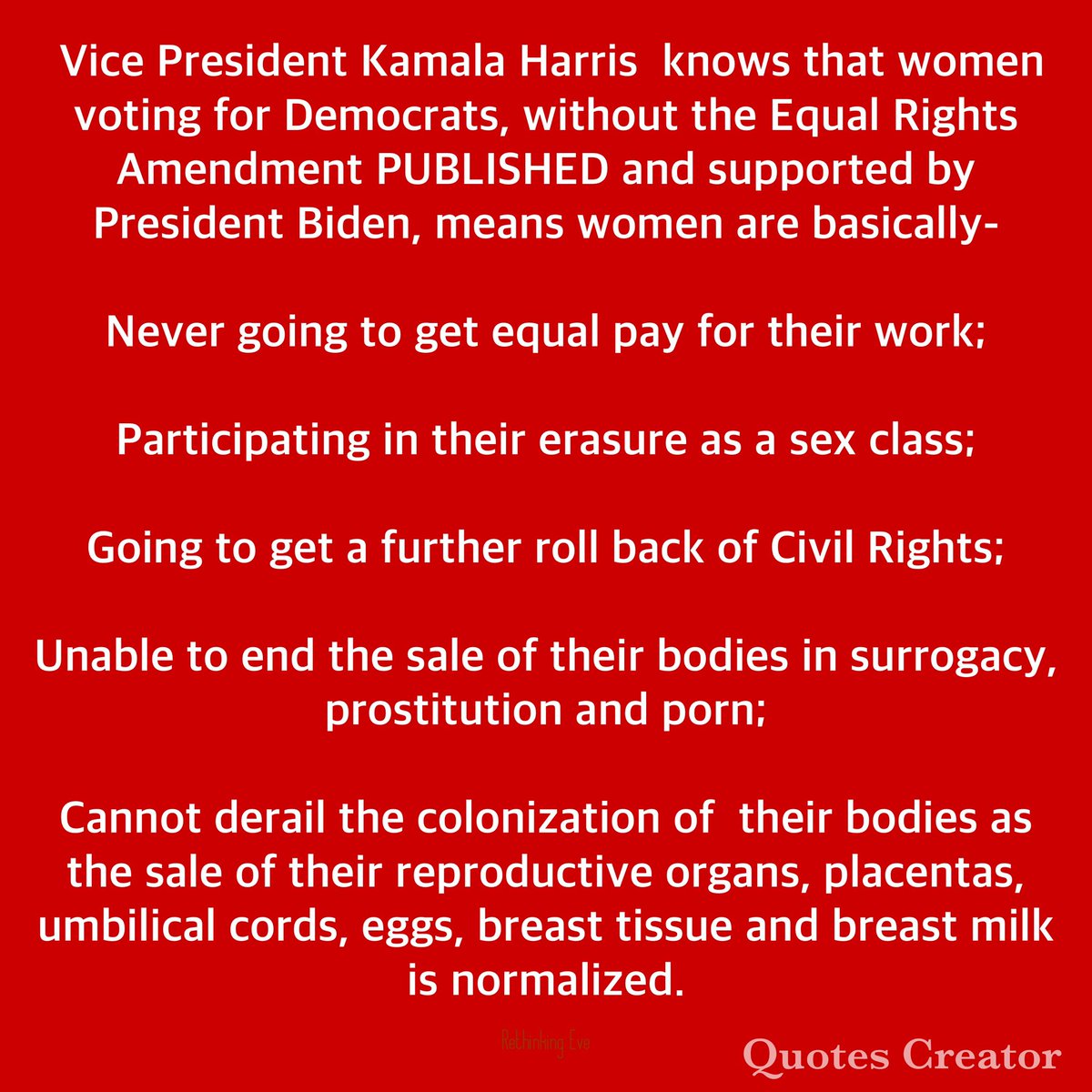 RethinkingEve's tweet photo. @Amy_Siskind #NotAVote until #Biden gives us our Constitution published with our Equal Rights Amendment - 

It's #ConstitutionalTerrorism to give clear lane to Government including courts to throw women's Constitutional rights #UnderTheBus 

#FreeTheERA https://t.co/LOkcxUnTCQ