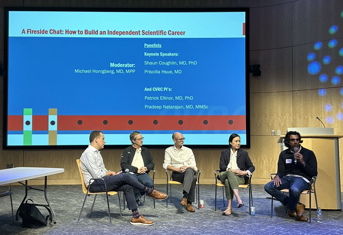 MGH Cardiovascular Research Center (@mghcvrc) on Twitter photo A memorable fireside chat at #CVRC2024 retreat on developing an independent career featuring keynote speakers Priscilla Hsue and Shaun Coughlin, with <a href="/patrick_ellinor/">Patrick Ellinor</a> <a href="/pnatarajanmd/">Pradeep Natarajan</a> and hosted by <a href="/mchonig/">Michael Honigberg, MD, MPP</a>. Curiosity, passion, necessity, resilience, and collaboration are keys. A memorable fireside chat at #CVRC2024 retreat on developing an independent career featuring keynote speakers Priscilla Hsue and Shaun Coughlin, with <a href="/patrick_ellinor/">Patrick Ellinor</a> <a href="/pnatarajanmd/">Pradeep Natarajan</a> and hosted by <a href="/mchonig/">Michael Honigberg, MD, MPP</a>. Curiosity, passion, necessity, resilience, and collaboration are keys.