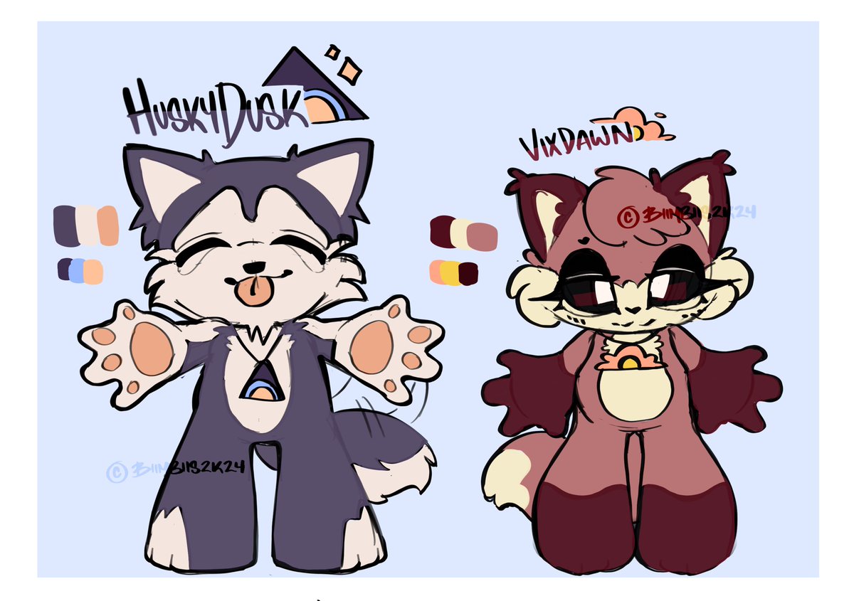 Character Ref Sheet to My Partner and my Smiling critter OCs <3