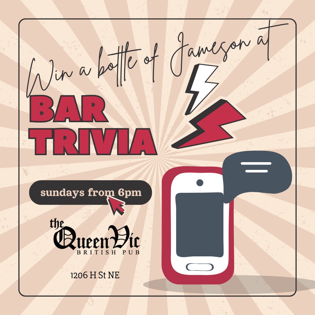 After yesterday's H St Festival madness, you all need to wind down today with a friendly and challenging game of trivia.  Join us tonight from 6pm to enjoy a low key Sunday night out, and potentially win a prize!  #sundayfunday #bartrivia #pubquiz