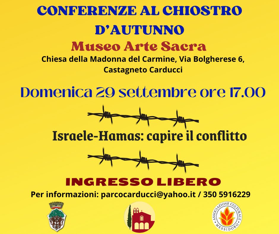 MuseiCarducci's tweet photo. Date da segnare sul calendario ✒️🗓

È gradita la prenotazione ☎️  350 5916229

#Israel #Hamas #conference #conferenza #museo #castagnetocarducci 
#massoneria #simboli #parole https://t.co/IagccZ0LZX