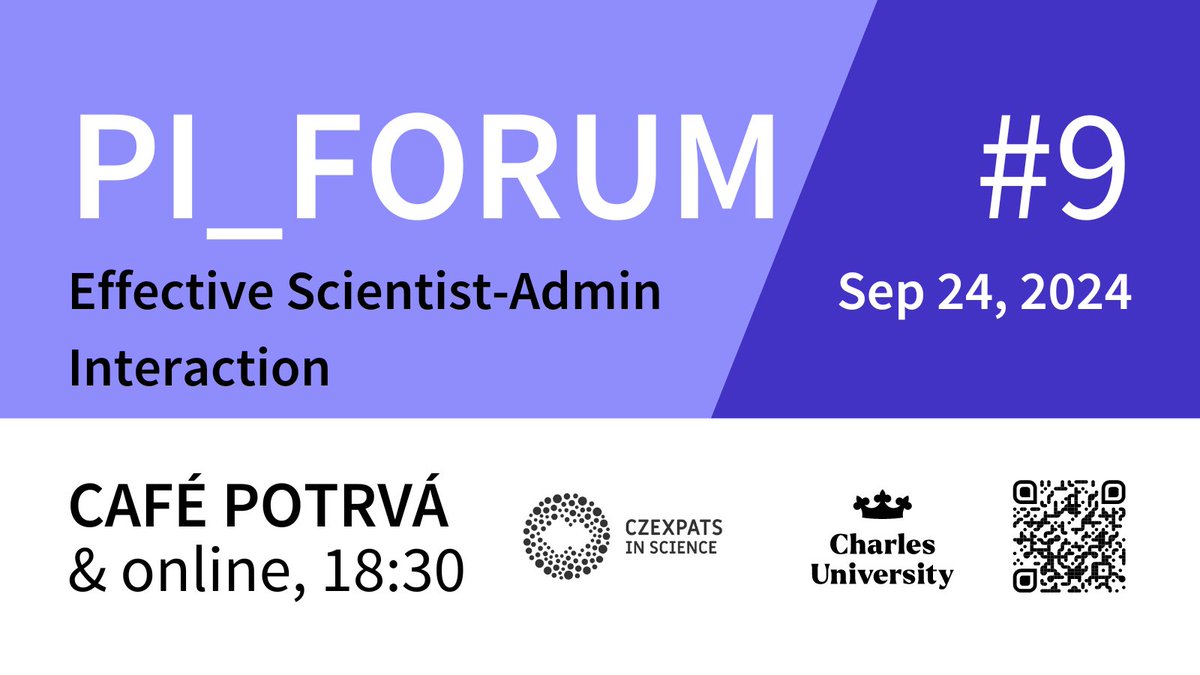 czexpats's tweet photo. ✨ Let's meet on Tuesday at the #PI_Forum! ✨
We will discuss Effective Scientist-Admin Interaction with Štěpánka Gray Marková, senior grant specialist at @FLU_AV_CR & @FF_CUNI and @adela_jir, head of Research Support Office @CharlesUniPRG.
Register 👉 https://t.co/AEdN7B75Kp