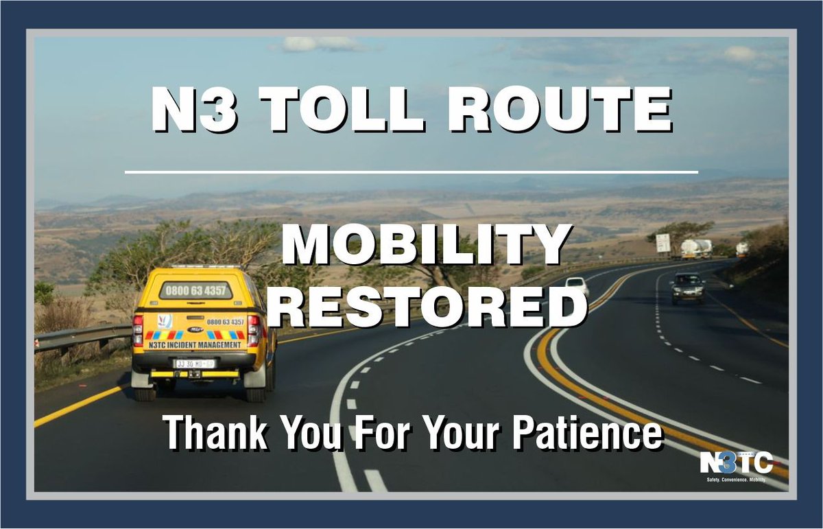 _ArriveAlive's tweet photo. Mobility has now been restored on the N3 Toll Route  https://t.co/HFjsUPFQLZ

#ArriveAlive #MobilityRestored @N3Route https://t.co/h73wmh1U6Y