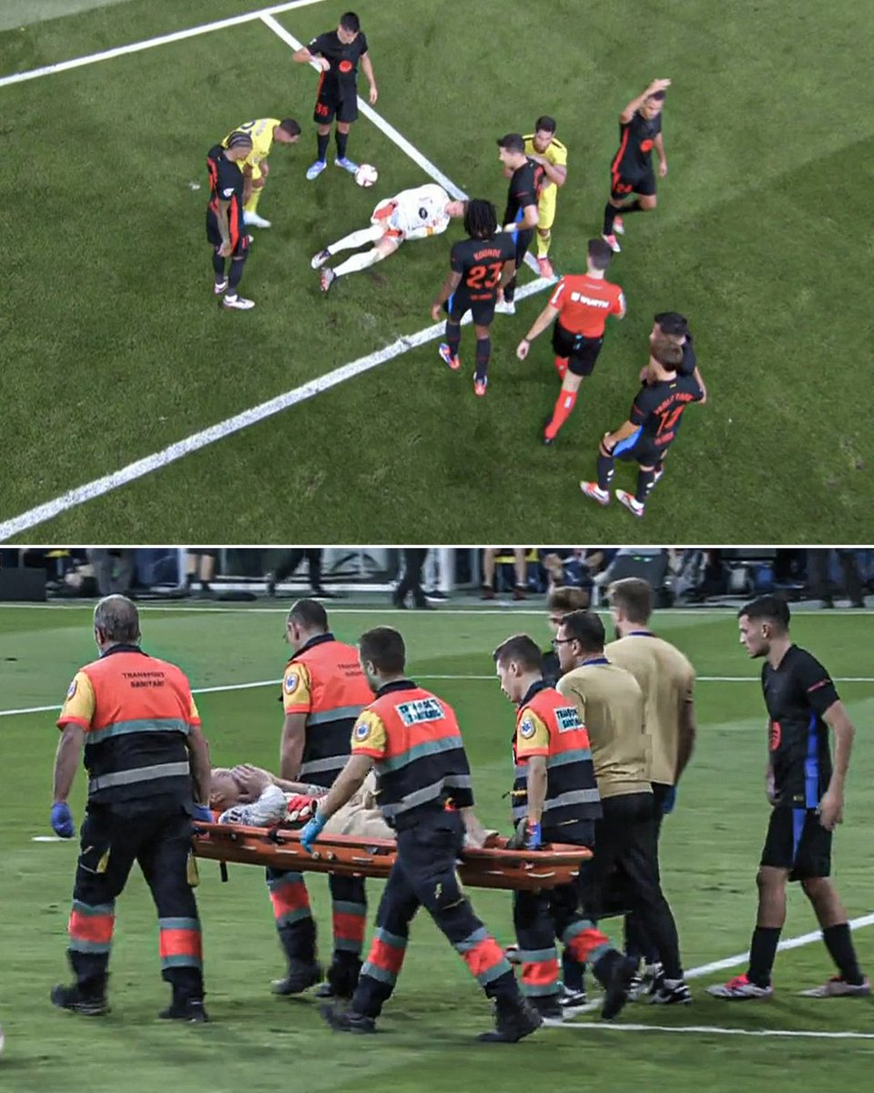 Marc-André ter Stegen had to be taken off on a stretcher after suffering an injury against Villarreal.