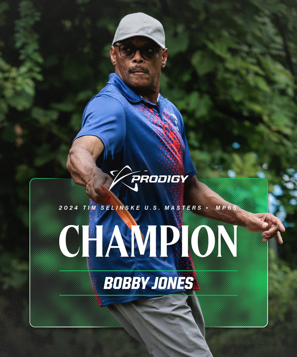 ProdigyDisc's tweet photo. 2-TIME MAJOR CHAMPION! Bobby Jones is your MP65 Winner at the 2024 Tim Selinske United States Masters Disc Golf Championships! This is his second career U.S. Masters Major title, also winning the MP55 title in 2019.
#ProdigyDisc #FindYourFlight #PDGAMajor #discgolf https://t.co/QHofn0hnrZ