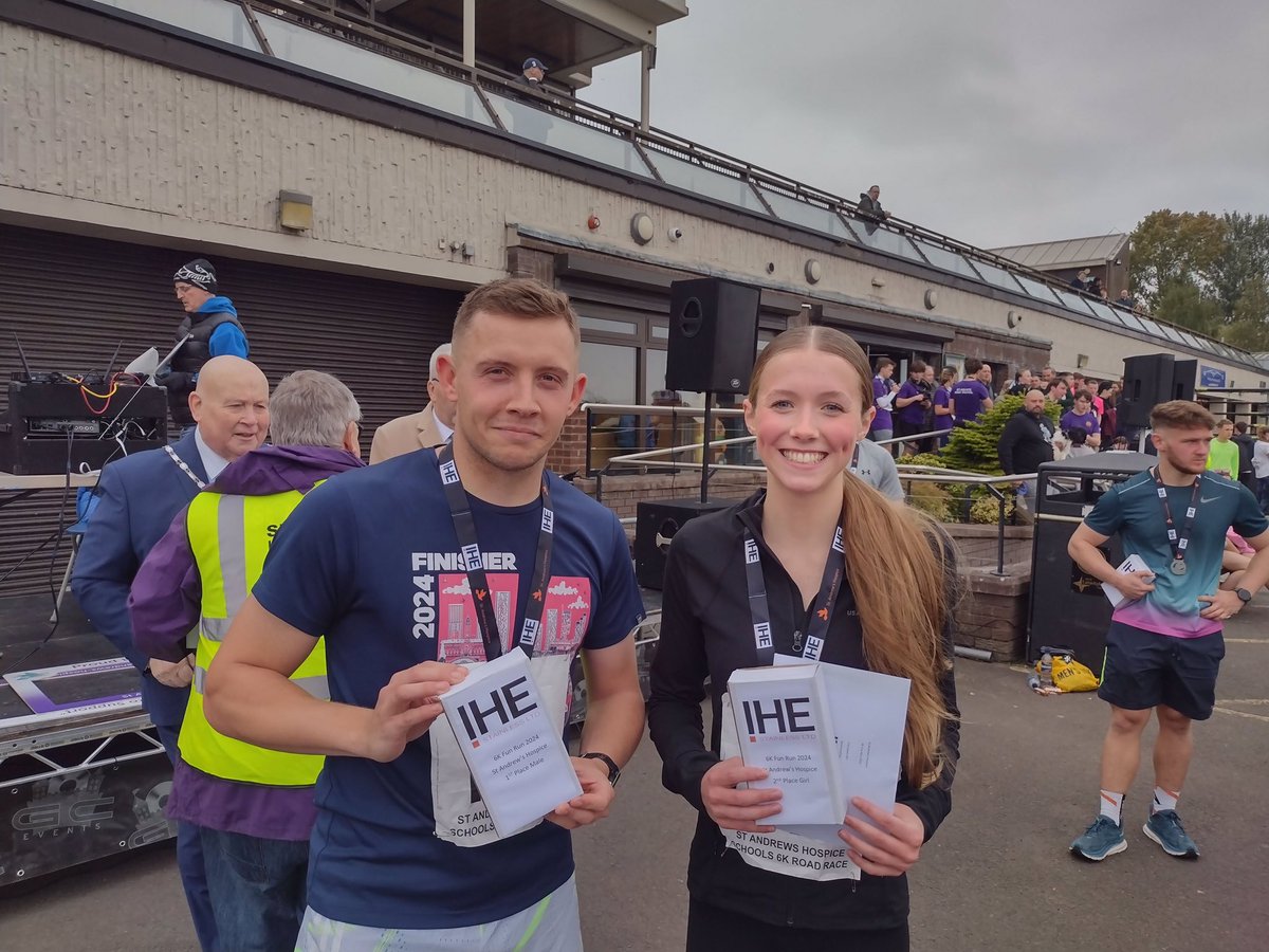 CalderheadHS's tweet photo. Well done to Mr Kennedy was the first teacher to finish, 3rd overall and Myren was 2nd female pupil.  That is the third time in a row Myren has been placed in the top three. https://t.co/kjEW8unqUL